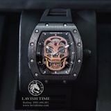 Đồng Hồ Richard Mille RM 052 Tourbillon Skull Rep 1:1 Cao Cấp Vỏ Ceramic Đen Mặt Đầu Lâu Dây Cao Su
