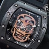 Đồng Hồ Richard Mille RM 052 Tourbillon Skull Rep 1:1 Cao Cấp Vỏ Ceramic Đen Mặt Đầu Lâu Dây Cao Su