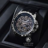 Đồng Hồ Roger Dubuis Excalibur Double Tourbillon Rep 1:1 Chế Tác Vỏ Bạc Mặt Skeleton Lộ Cơ Dây Da