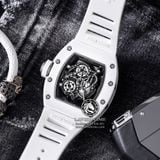 Đồng Hồ Richard Mille RM 055 Bubba Watson Rep 1:1 Cao Cấp Vỏ Thép Trắng Mặt Skeleton Lộ Cơ Dây Cao Su