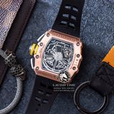 Đồng Hồ Richard Mille RM 11-03 Automatic Winding Flyback Chronograph Rep 1:1 Chế Tác Cao Cấp Vỏ Vàng Hồng Mặt Skeleton Lộ Cơ Dây Cao Su