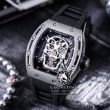 Đồng Hồ Richard Mille RM 052 Tourbillon Skull Rep 1:1 Chế Tác Vỏ Bạc Mặt Đầu Lâu Dây Cao Su