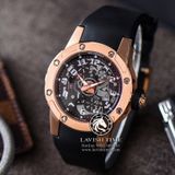 Đồng Hồ Richard Mille RM 63-01 Automatic Winding Dizzy Hands Rep 1:1 Chế Tác Vỏ Vàng Hồng Mặt Skeleton Lộ Cơ Dây Cao Su