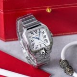 Đồng Hồ Cartier Santos De Cartier 40mm WSSA0018 Rep 1:1 Chế Tác Vỏ Bạc Mặt Trắng Dây Kim Loại