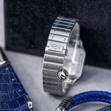 Đồng Hồ Cartier Santos De Cartier 40mm WSSA0030 Rep 1:1 Chế Tác Vỏ Bạc Mặt Xanh Dương Dây Kim Loại