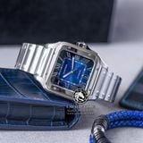 Đồng Hồ Cartier Santos De Cartier 40mm WSSA0030 Rep 1:1 Chế Tác Vỏ Bạc Mặt Xanh Dương Dây Kim Loại