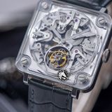 Đồng Hồ Bell & Ross BR-X2 Tourbillon Micro-Rotor Rep 1:1 Chế Tác Vỏ Bạc Mặt Skeleton Lộ Cơ Dây Da