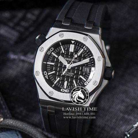 Đồng Hồ Audemars Piguet Royal Oak Offshore Diver 15710ST.OO.A002CA.01 Rep 1:1 Vỏ Bạc Mặt Đen Dây Cao Su