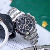 Đồng Hồ Rolex Cosmograph Daytona 116500LN-0002 Rep 1:1 Chế Tác Vỏ Bạc Mặt Đen Dây Kim Loại