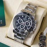 Đồng Hồ Rolex Cosmograph Daytona 116500LN-0002 Rep 1:1 Chế Tác Vỏ Bạc Mặt Đen Dây Kim Loại