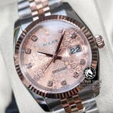 Đồng Hồ Rolex Datejust 36mm 116231-0058 Rep 1:1 Chế Tác Vỏ Demi Vàng Hồng Mặt Vi Tính Hồng Cọc Số Đính Đá Dây Kim Loại Jubilee