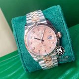Đồng Hồ Rolex Datejust 36mm 116231-0058 Rep 1:1 Chế Tác Vỏ Demi Vàng Hồng Mặt Vi Tính Hồng Cọc Số Đính Đá Dây Kim Loại Jubilee
