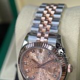 Đồng Hồ Rolex Datejust 36mm 116231-0058 Rep 1:1 Chế Tác Vỏ Demi Vàng Hồng Mặt Vi Tính Hồng Cọc Số Đính Đá Dây Kim Loại Jubilee