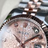 Đồng Hồ Rolex Datejust 36mm 116231-0058 Rep 1:1 Chế Tác Vỏ Demi Vàng Hồng Mặt Vi Tính Hồng Cọc Số Đính Đá Dây Kim Loại Jubilee