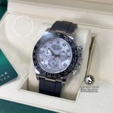 Đồng Hồ Rolex Cosmograph Daytona 116519LN-0026 Rep 1:1 Chế Tác Vỏ Bạc Mặt Số Xà Cừ Vân Mây Trắng Tự Nhiên Cọc Số Độ Kim Cương Thiên Nhiên