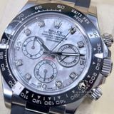 Đồng Hồ Rolex Cosmograph Daytona 116519LN-0026 Rep 1:1 Chế Tác Vỏ Bạc Mặt Số Xà Cừ Vân Mây Trắng Tự Nhiên Cọc Số Độ Kim Cương Thiên Nhiên