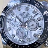 Đồng Hồ Rolex Cosmograph Daytona 116519LN-0026 Rep 1:1 Chế Tác Vỏ Bạc Mặt Số Xà Cừ Vân Mây Trắng Tự Nhiên Cọc Số Độ Kim Cương Thiên Nhiên