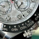 Đồng Hồ Rolex Cosmograph Daytona 116519LN-0026 Rep 1:1 Chế Tác Vỏ Bạc Mặt Số Xà Cừ Vân Mây Trắng Tự Nhiên Cọc Số Độ Kim Cương Thiên Nhiên