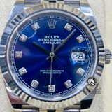 Đồng Hồ Rolex Datejust 41mm 126334-0016 Rep 1:1 Chế Tác Vỏ Bạc Mặt Xanh Dương Cọc Số Độ Kim Cương Thiên Nhiên Chân Vàng 18K Dây Kim Loại Jubilee