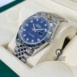 Đồng Hồ Rolex Datejust 41mm 126334-0016 Rep 1:1 Chế Tác Vỏ Bạc Mặt Xanh Dương Cọc Số Độ Kim Cương Thiên Nhiên Chân Vàng 18K Dây Kim Loại Jubilee