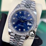 Đồng Hồ Rolex Datejust 41mm 126334-0016 Rep 1:1 Chế Tác Vỏ Bạc Niềng Bezel Và Cọc Số Độ Kim Cương Thiên Nhiên Mặt Xanh  Dây Kim Loại Jubilee