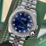 Đồng Hồ Rolex Datejust 41mm 126334-0016 Rep 1:1 Chế Tác Vỏ Bạc Niềng Bezel Và Cọc Số Độ Kim Cương Thiên Nhiên Mặt Xanh  Dây Kim Loại Jubilee