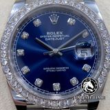 Đồng Hồ Rolex Datejust 41mm 126334-0016 Rep 1:1 Chế Tác Vỏ Bạc Niềng Bezel Và Cọc Số Độ Kim Cương Thiên Nhiên Mặt Xanh  Dây Kim Loại Jubilee