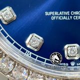 Đồng Hồ Rolex Datejust 41mm 126334-0016 Rep 1:1 Chế Tác Vỏ Bạc Niềng Bezel Và Cọc Số Độ Kim Cương Thiên Nhiên Mặt Xanh  Dây Kim Loại Jubilee