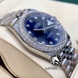 Đồng Hồ Rolex Datejust 41mm 126334-0016 Rep 1:1 Chế Tác Vỏ Bạc Niềng Bezel Và Cọc Số Độ Kim Cương Thiên Nhiên Mặt Xanh  Dây Kim Loại Jubilee