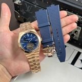 Đồng Hồ Vacheron Constantin Overseas Tourbillon 6000V/110R-B733 Rep 1:1 Chế Tác Vỏ Vàng Hồng Mặt Xanh Dương