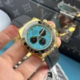 Đồng Hồ Rolex Cosmograph Daytona 126518LN-0014 Rep 1:1 Chế Tác Mặt Số Xanh Tiffany Vỏ Vàng Kim Dây Cao Su Oysterflex