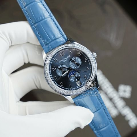 Đồng Hồ Patek Philippe Complications 4947G-001 Rep 1:1 Chế Tác Vỏ Thép Mặt Xanh Dương Dây Da Xanh Dương