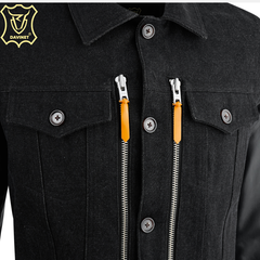 Áo Khoác Jean Nam Cotton Mix Da Cừu Trucker X2 Zip Am25-08