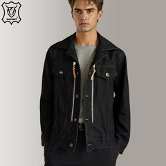 Áo Khoác Jean Nam Cotton Trucker X2 Zip Chính Hãng Davinet Am25-06