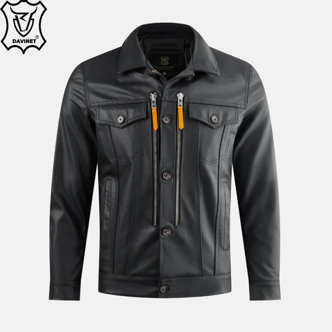 Áo Da Nam Trucker X2 Zip AM25-09