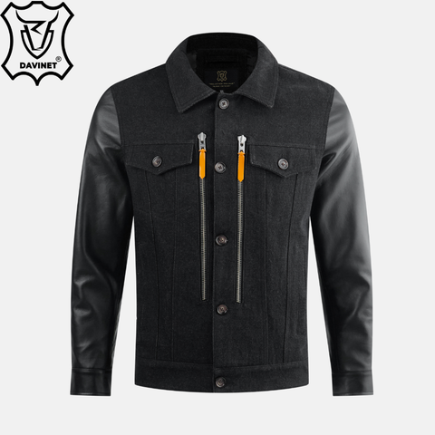 Áo Khoác Jean Nam Cotton Mix Da Cừu Trucker X2 Zip Am25-08