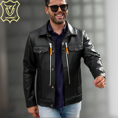 Áo Da Nam Trucker X2 Zip AM25-09