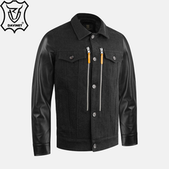 Áo Khoác Jean Nam Cotton Mix Da Cừu Trucker X2 Zip Am25-08