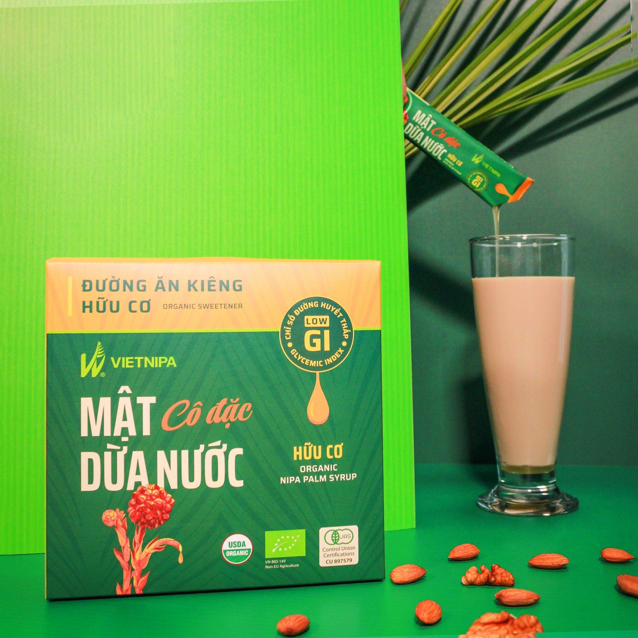  Mật Dừa Nước Cô Đặc Hữu Cơ VIETNIPA - Hộp 30 gói 