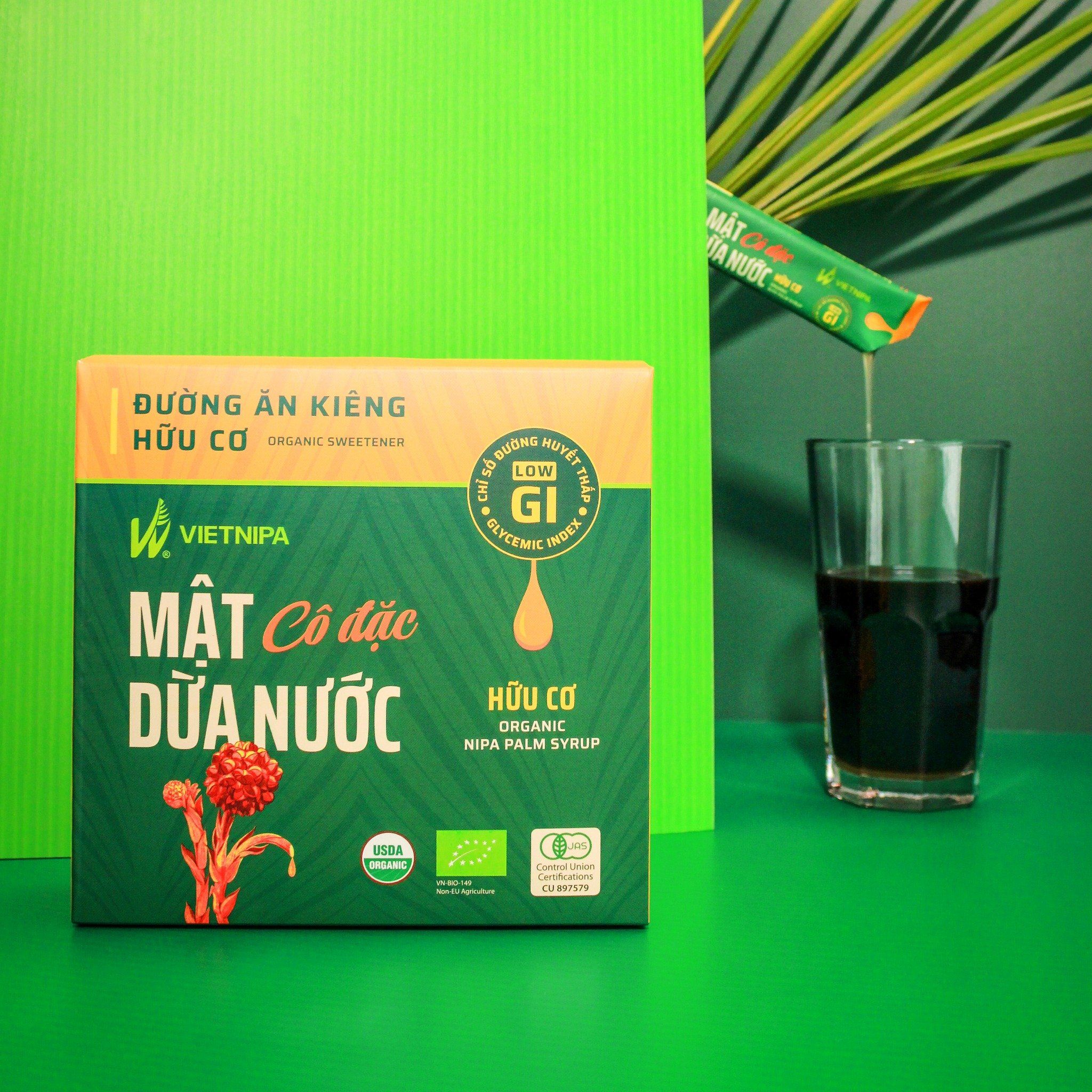  Mật Dừa Nước Cô Đặc Hữu Cơ VIETNIPA - Hộp 30 gói 