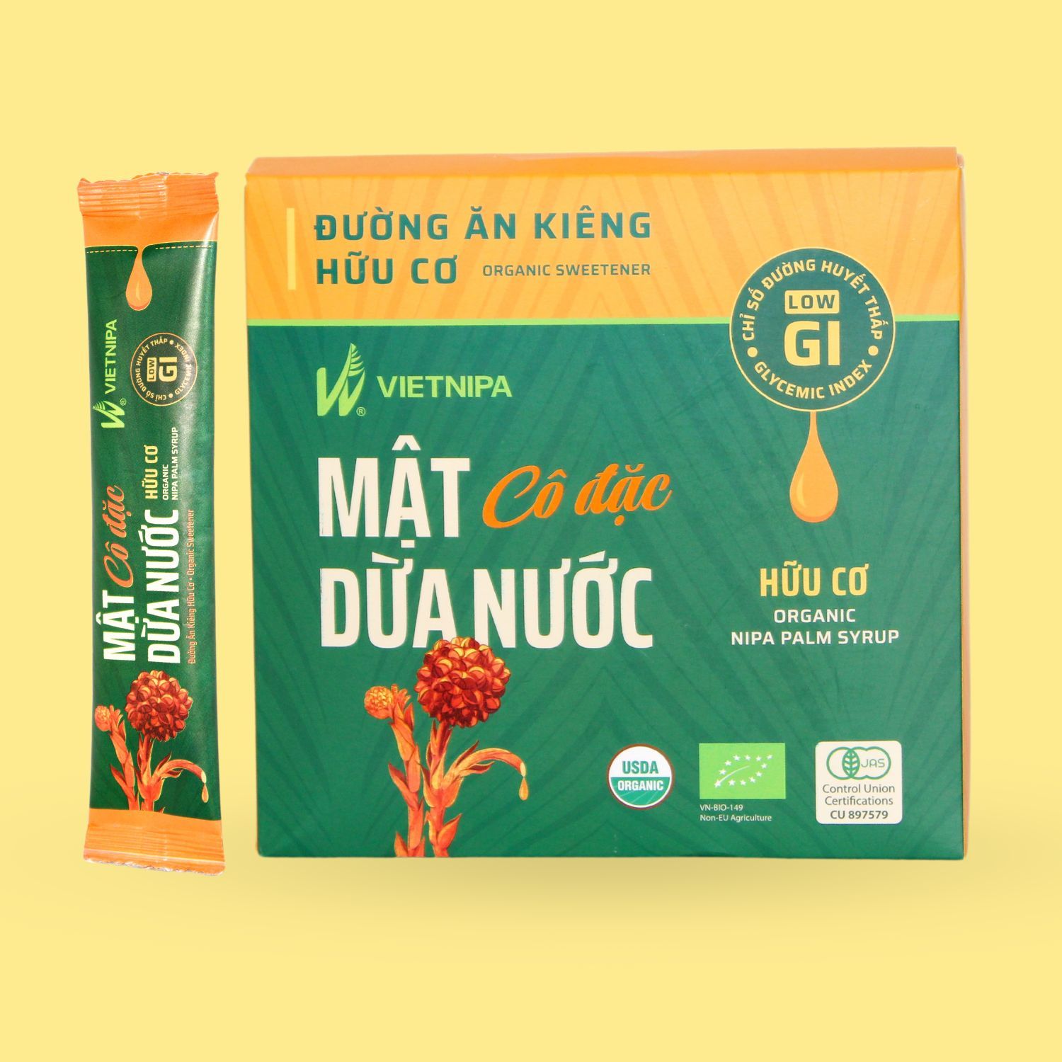  Mật Dừa Nước VIETNIPA cô đặc hộp 30 gói (15gr /gói) 