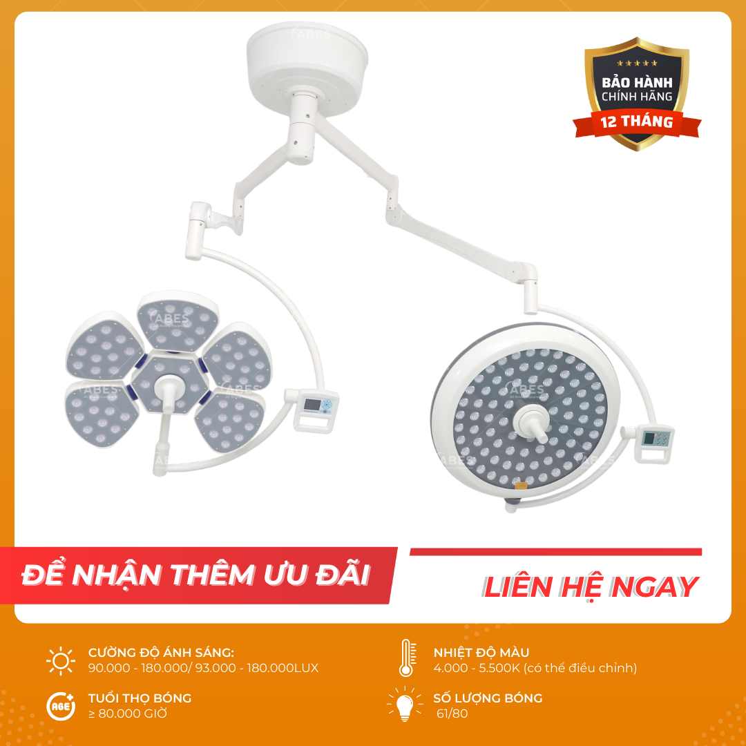  Đèn phẫu thuật Full Led bóng đôi Petal/ LED700 treo trần 