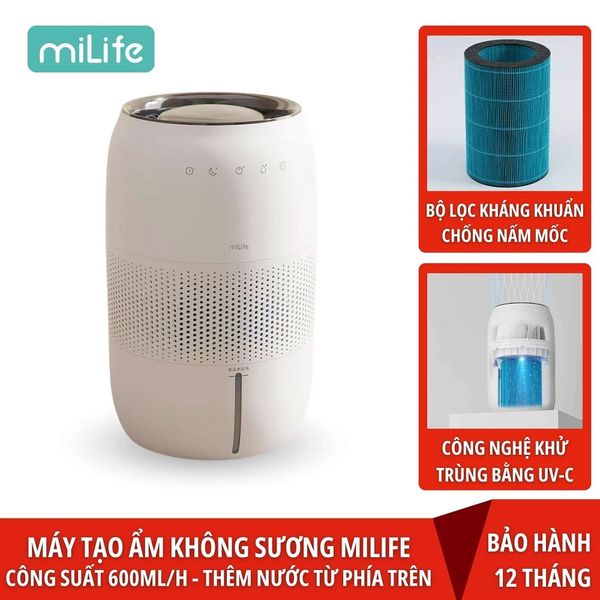  Máy tạo độ ẩm miLife H5P 600ml/h dung tích 4.5L - Không phun sương màn hình led bảo hành 12 tháng 
