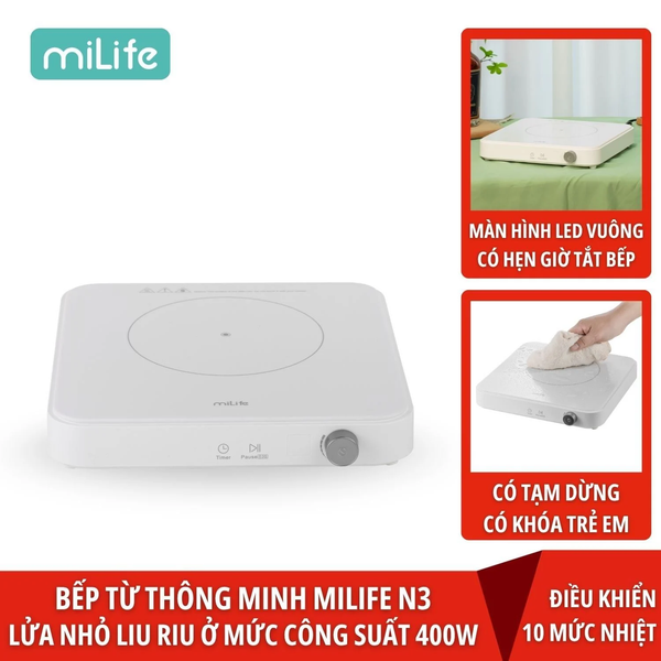  Bếp từ 9 mức nhiệt miLife Youth Lite N3 vuông công suất 2100W đun liu riu hẹn giờ tắt bếp - Bảo hành 12 tháng 
