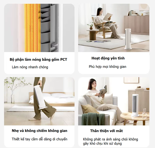  Máy sưởi gốm để bàn Xiaomi Mijia Graphene Model LSNFJ04ZM cảm ứng wifi kết nối app Mihome - Bảo hành 12 tháng 