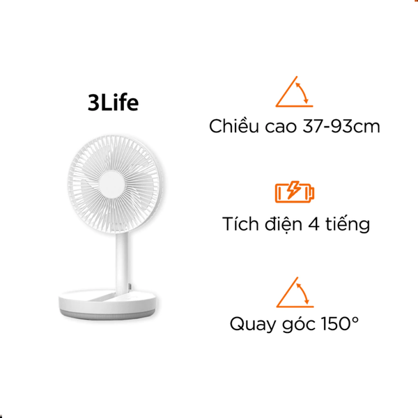  Quạt tích điện gấp gọn để bàn Guzi 3Life 008 pin 8000mAh - Bảo hành 12 tháng 