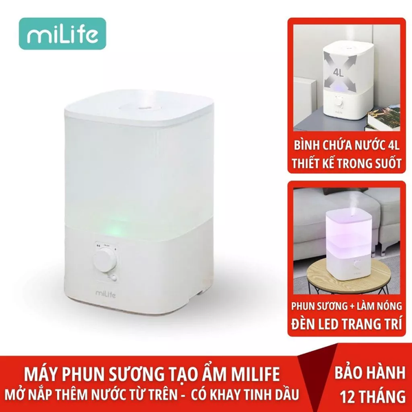  Máy phun sương tạo ẩm miLife milife Model H86 - Dung tích 4 lít dùng được tinh dầu 