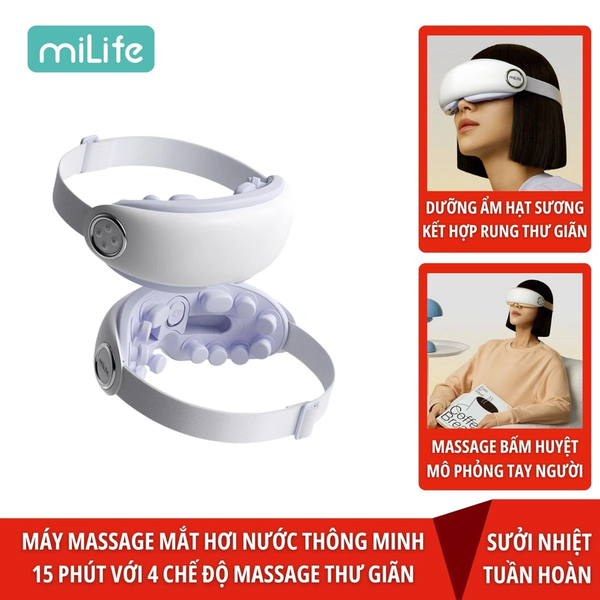 Máy massage mắt bấm huyệt miLife E4 Pro, Massage Bấm Huyệt đa điểm, kết nối bluetooth 