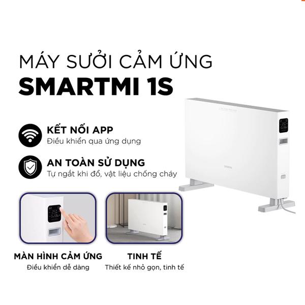  Máy sưởi Xiaomi Smartmi 1S công suất 2200W màn hình cảm ứng app Mihome – Bản quốc tế bảo hành 12 tháng 