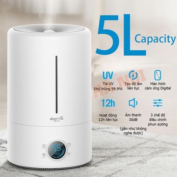  Máy phun sương tạo độ ẩm Deerma F628s dung tích 5 lít - Chính hãng dùng được tinh dầu 